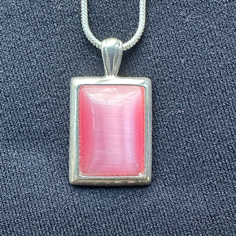 Vintage Costume Pink and Silver Pendant Necklace